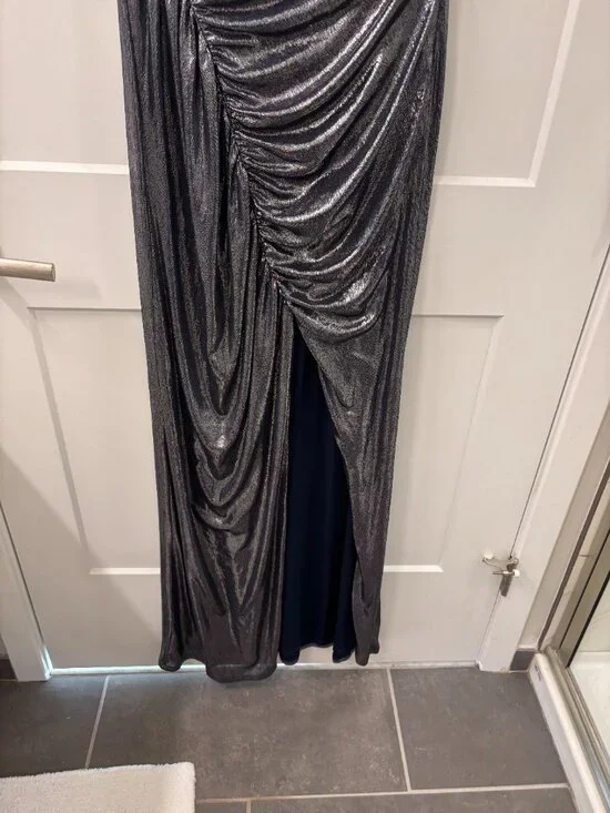 Ramy Brook Samson Metallic Strapless Sheath Gown Size 14 NWT - Picture 6 of 8